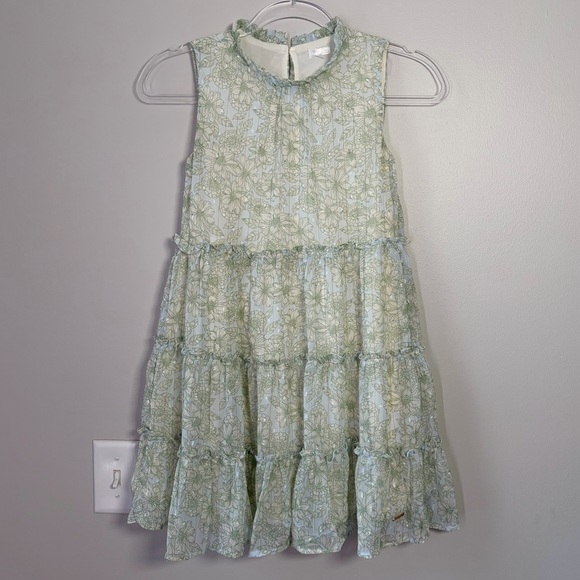 Tahari Other - Tahari Girls Floral Metallic Striped Tiered Dress